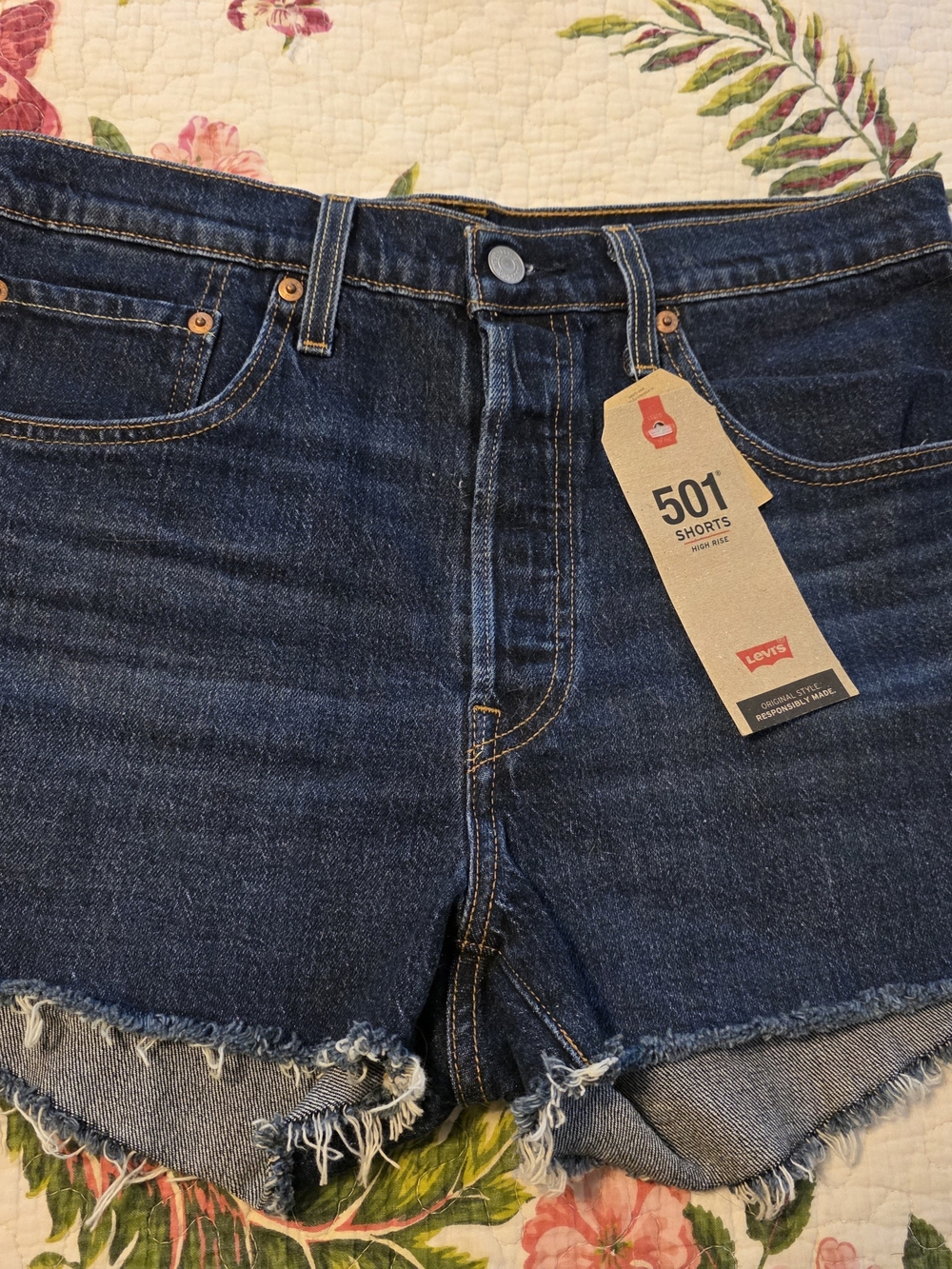 Levi's Dark Blue 501 Cutoff Denim Shorts
